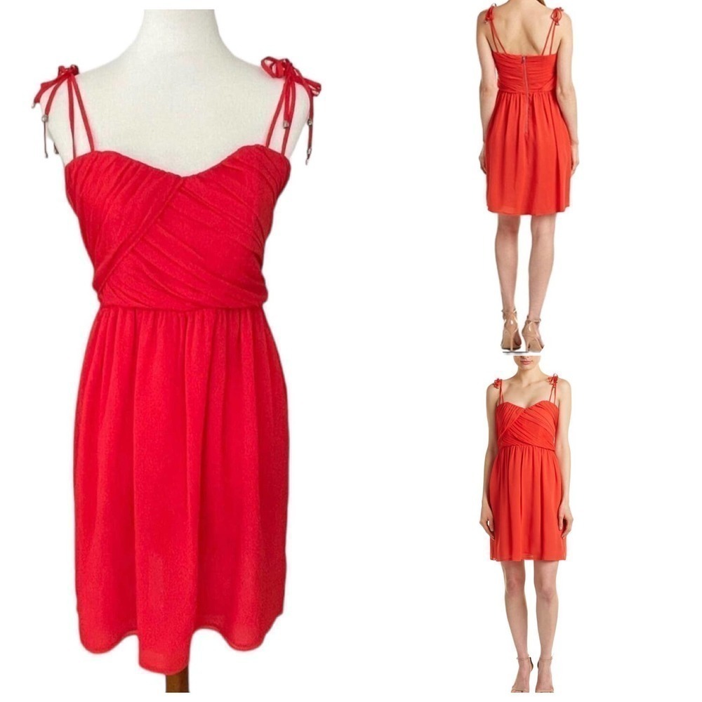 The Kooples Red Spaghetti Strap Sweetheart Neckline A Line Dress Size S